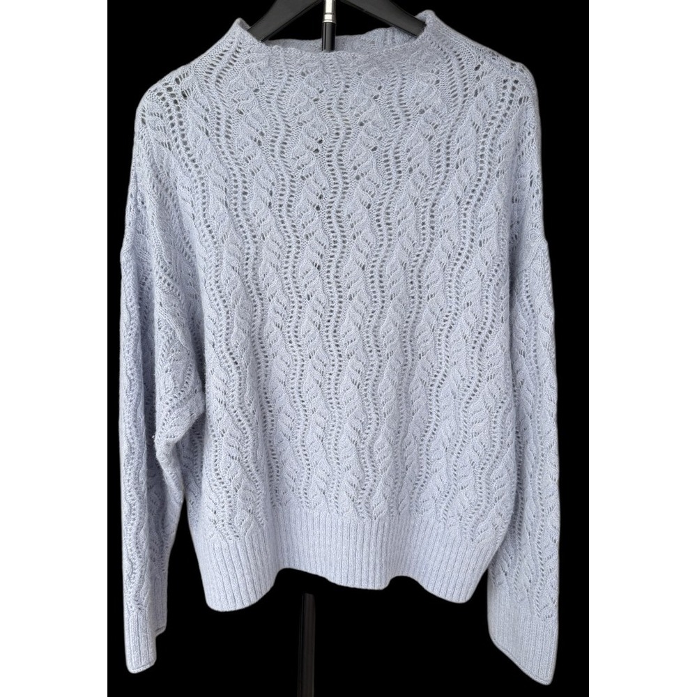 Maeve by Anthropologie Womens Fuzzy Cable Knit Sweater Purple Size S